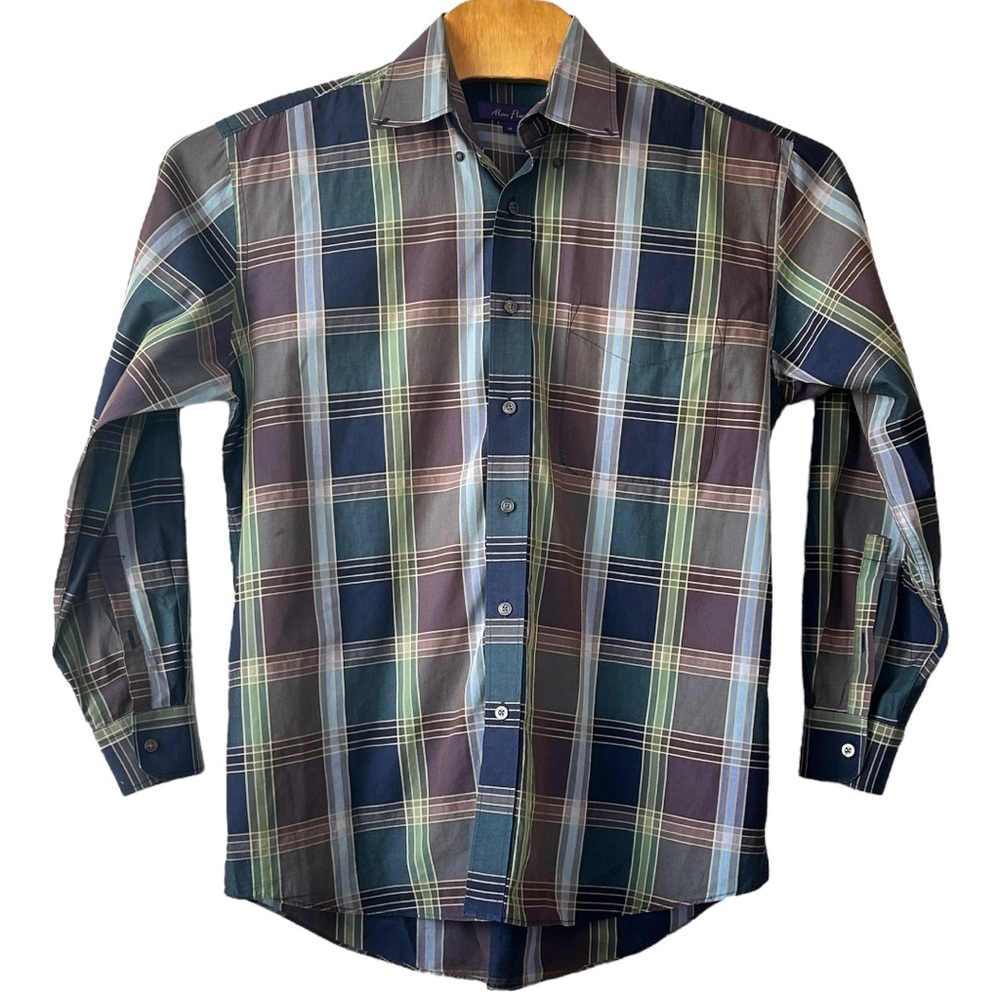 Alan Flusser Men’s Long Sleeve Button Down‎ Plaid Shirt   Sz M